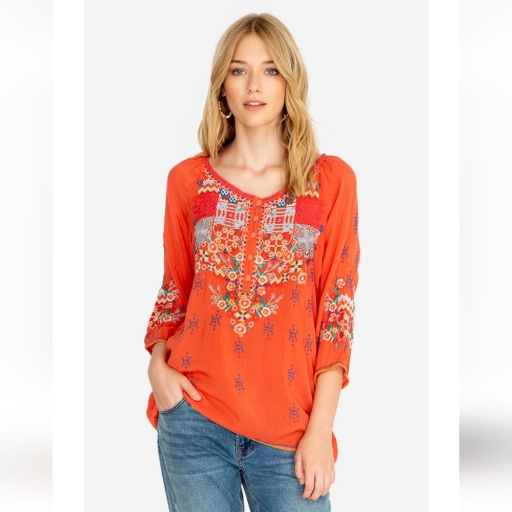 Johnny Was🪸Muna Blouse in Sunrise 🌅, size Large 🆕